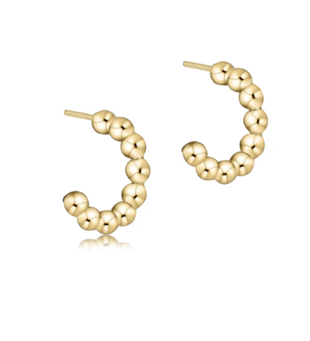 EBECL1PHG4 Beaded Classic 1" Post Hoop - 4mm Gold