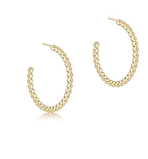 EBECL125PHG3 Beaded Classic 1.25" Post Hoop - 3mm Gold