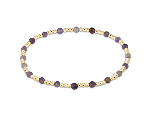 BGEMGSINP3AM Gemstone Gold Sincerity Pattern 3mm Bead Bracelet - Amethyst