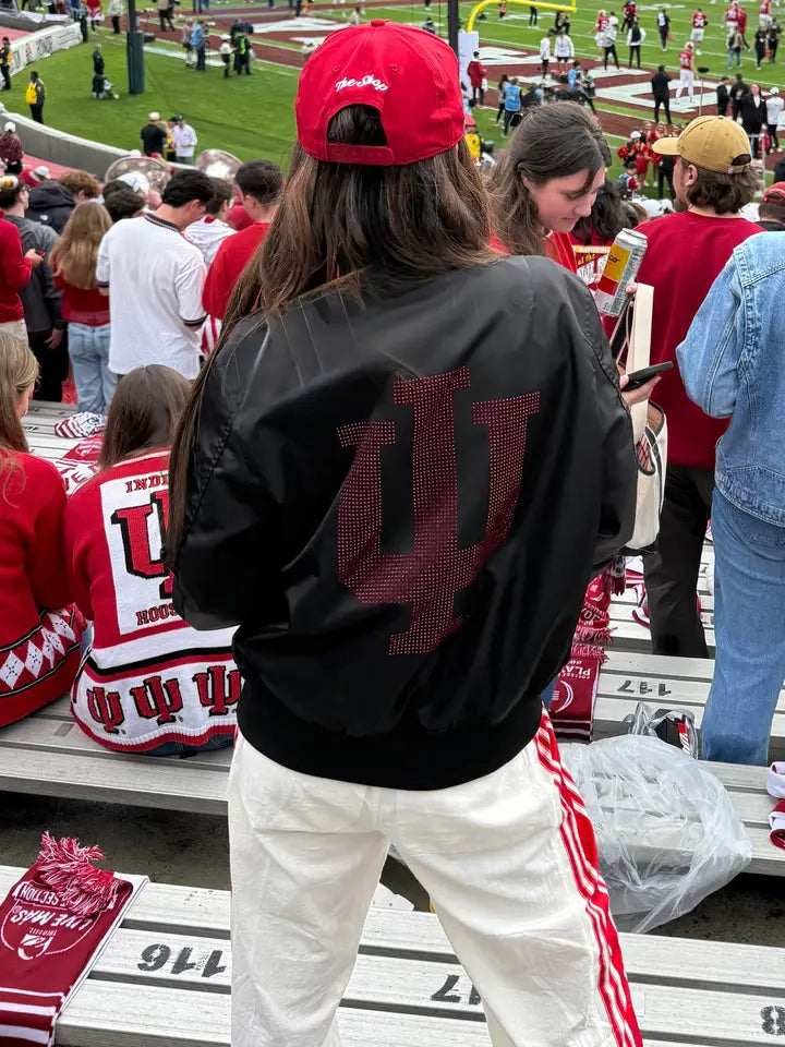 PREORDER NOW! COMING EARLY DECEMBER Indiana University Trident IU & Hoosiers Black Bomber Jacket