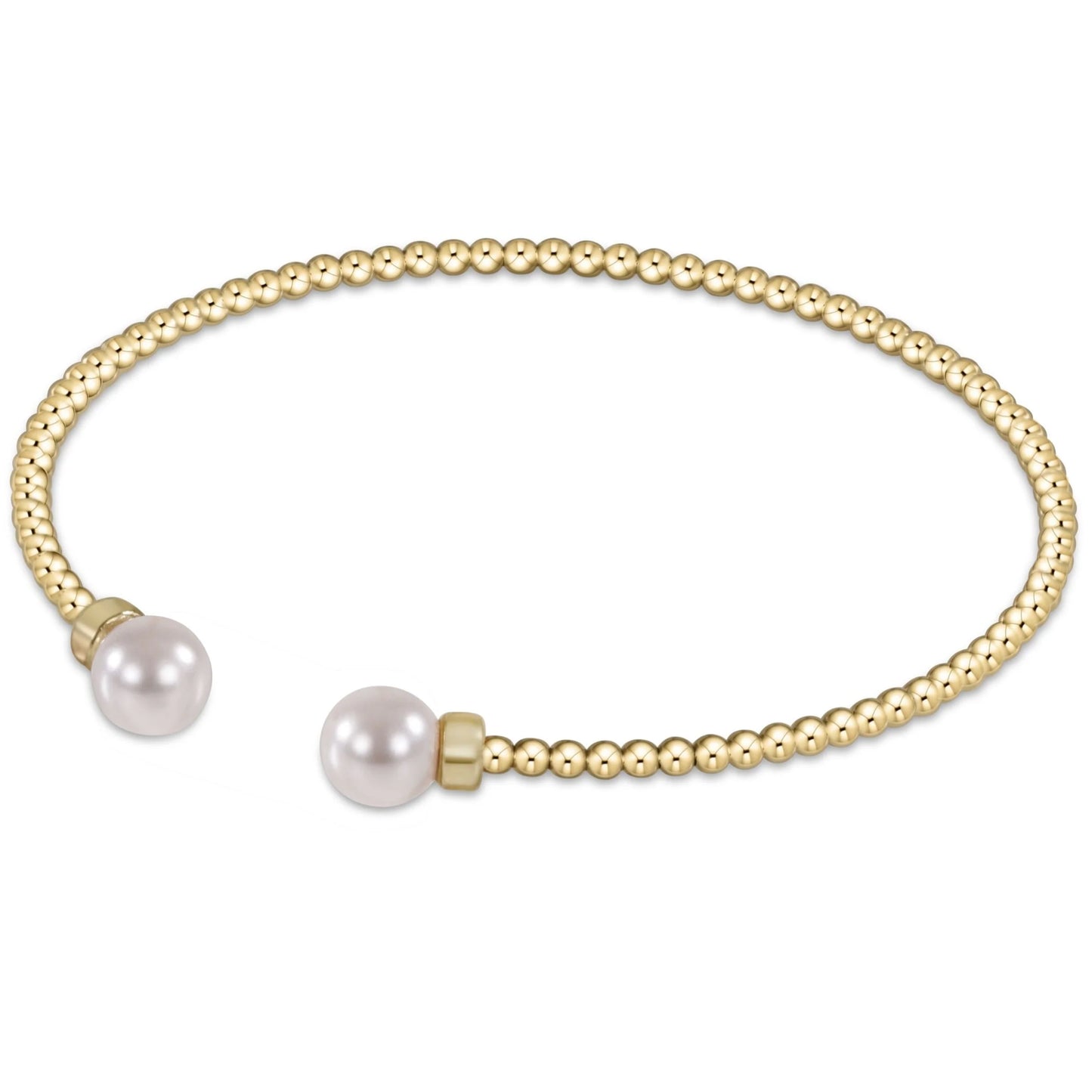 BCLG2CPE Classic Gold 2mm Bead Cuff - Pearl