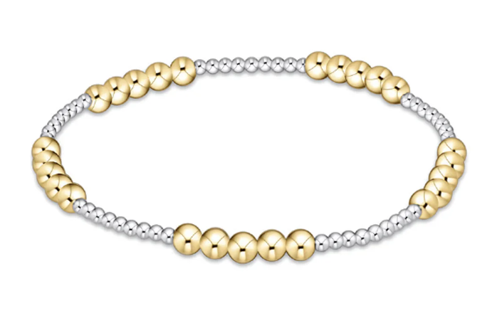 BCL2BLFPMXM4 Classic Blissful Pattern 2mm Bead Bracelet - 4mm Mixed Metal