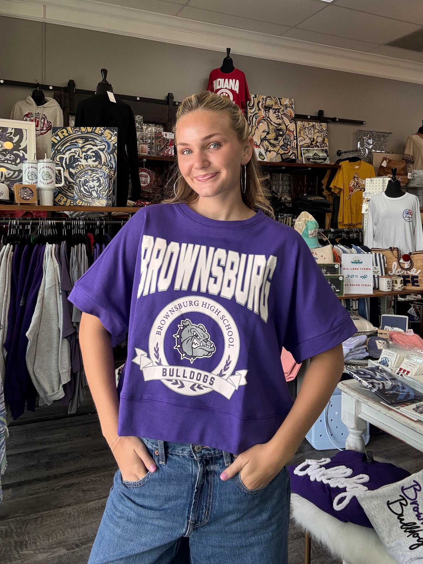 Brownsburg Bulldogs Crest Dolman Tee