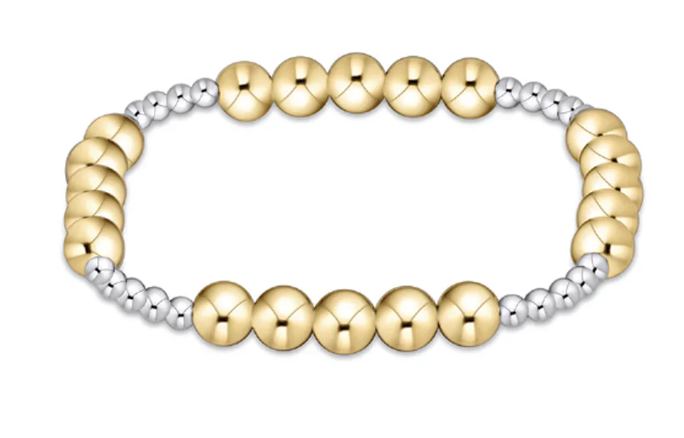 BCL3BLFPMXM6 Classic Blissful Pattern 3mm Bead Bracelet - 6mm Mixed Metal