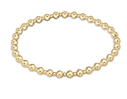 BGRAG4 Classic Grateful Pattern 4mm Bead Bracelet - Gold
