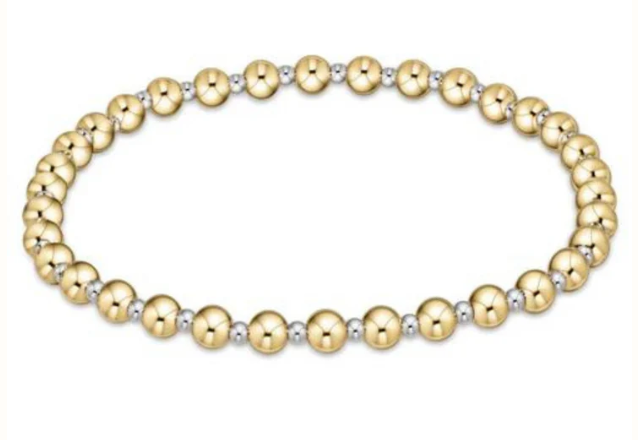 BCLGRAPMXM4 Classic Grateful Pattern 4mm Bead Bracelet - Mixed Metal