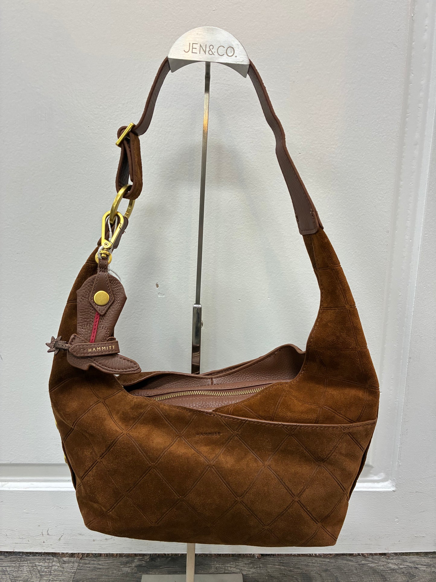 Lauri Boot Charm chocolate pebble/antique gold