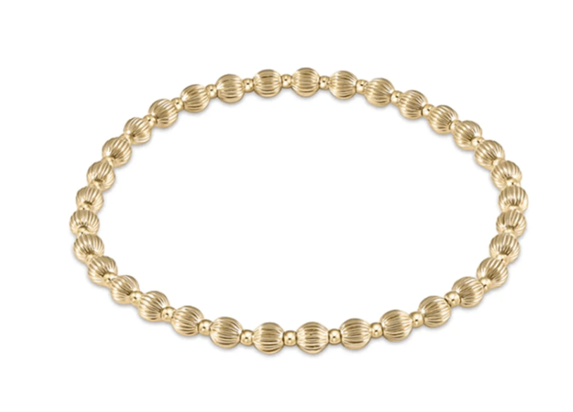BDIGGRAPG4 Dignity Grateful Pattern 4mm Bead Bracelet - Gold