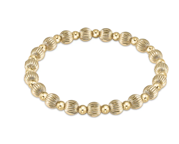 BDIGGRAPG6 Dignity Grateful Pattern 6mm Bead Bracelet - Gold