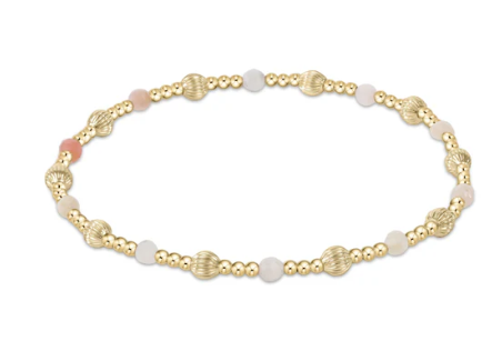 BDIGSINP4POP Dignity Sincerity Pattern 4mm Bead Bracelet - Pink Opal