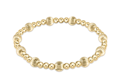 BDIGSINPG6 Dignity Sincerity Pattern 6mm Bead Bracelet - Gold