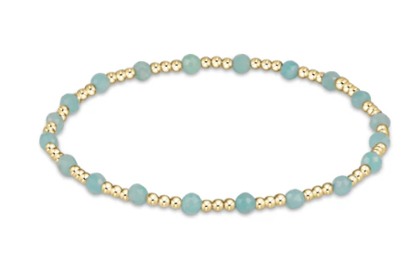 BGEMGSINP3AMZ Gemstone Gold Sincerity Pattern 3mm Bead Bracelet - Amazonite