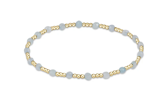 BGEMGSINP3AQ Gemstone Gold Sincerity Pattern 3mm Bead Bracelet - Aquamarine