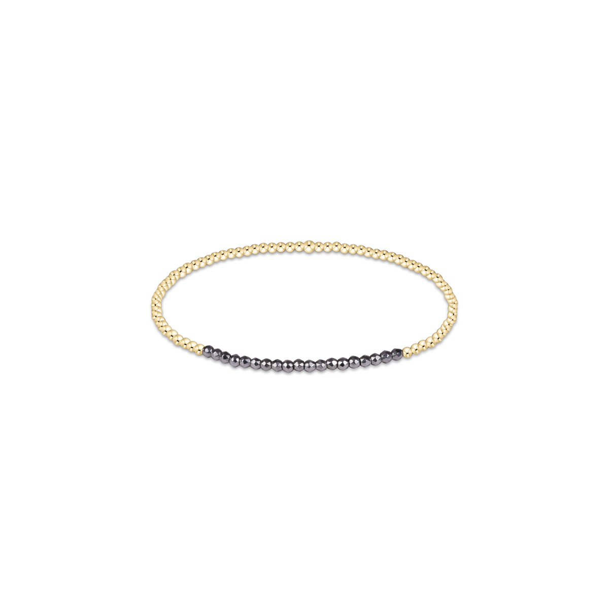 BGBLSILFHEM2G Gold Bliss Silver Faceted Hematite 2mm Gold Bracelet