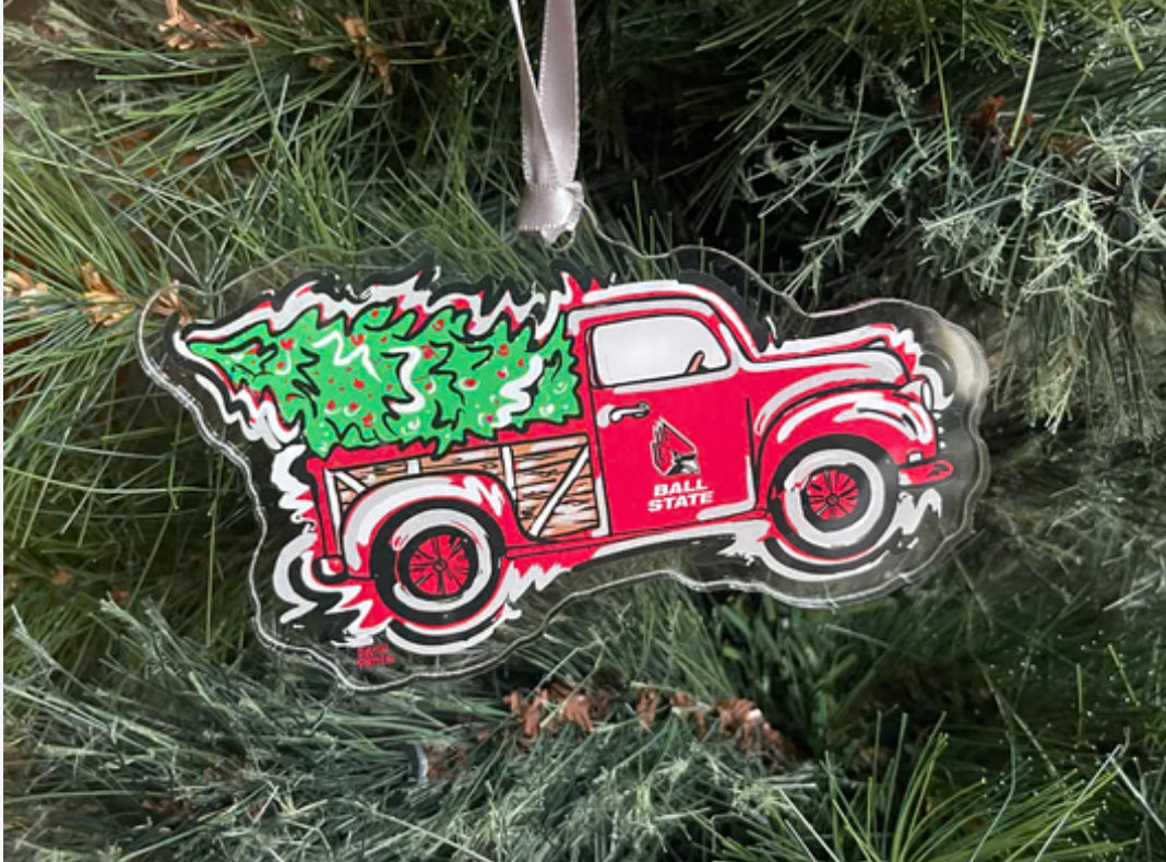 Ball State Christmas Truck Ornament