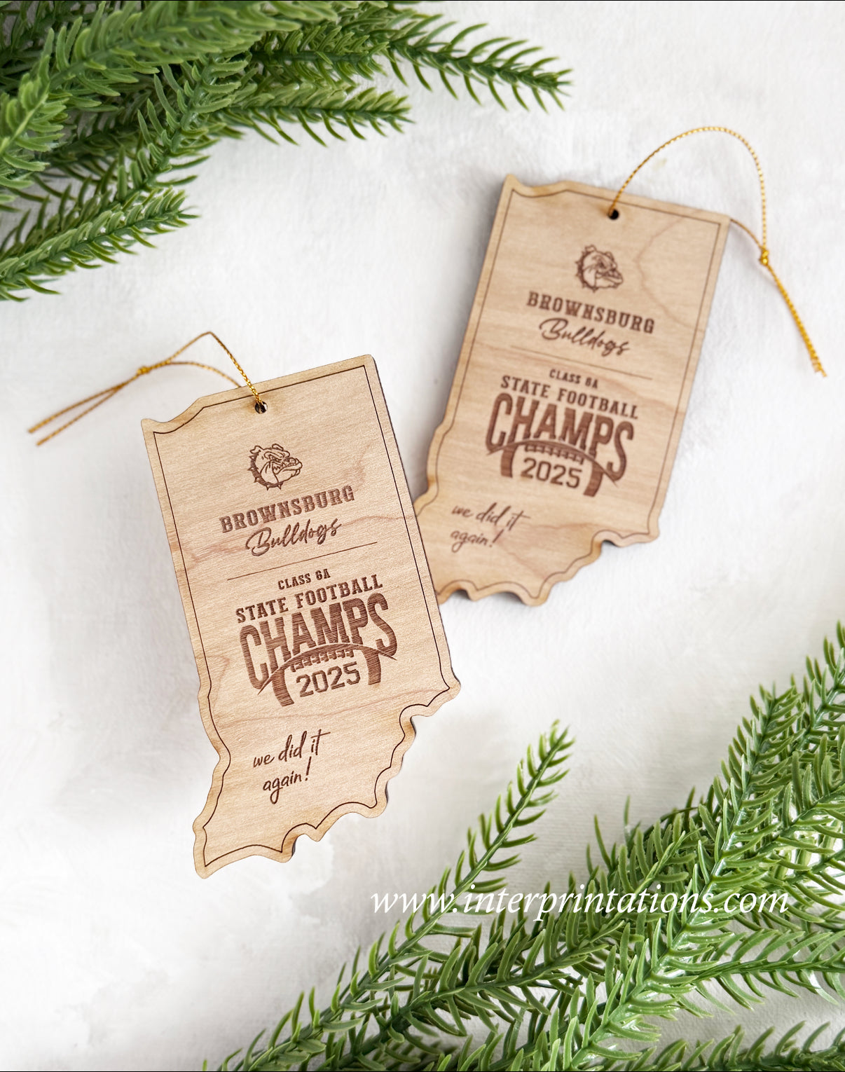 Brownsburg State Champs 2025 Wood Ornament