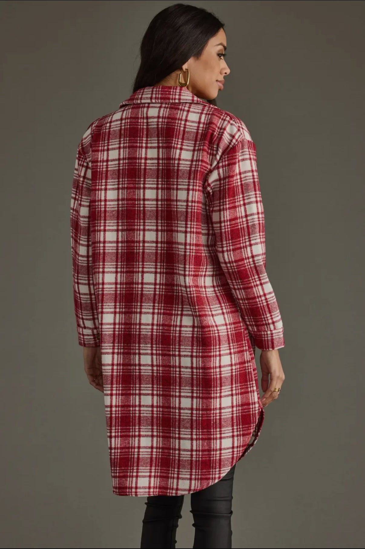 Red & White Plaid Long Shacket
