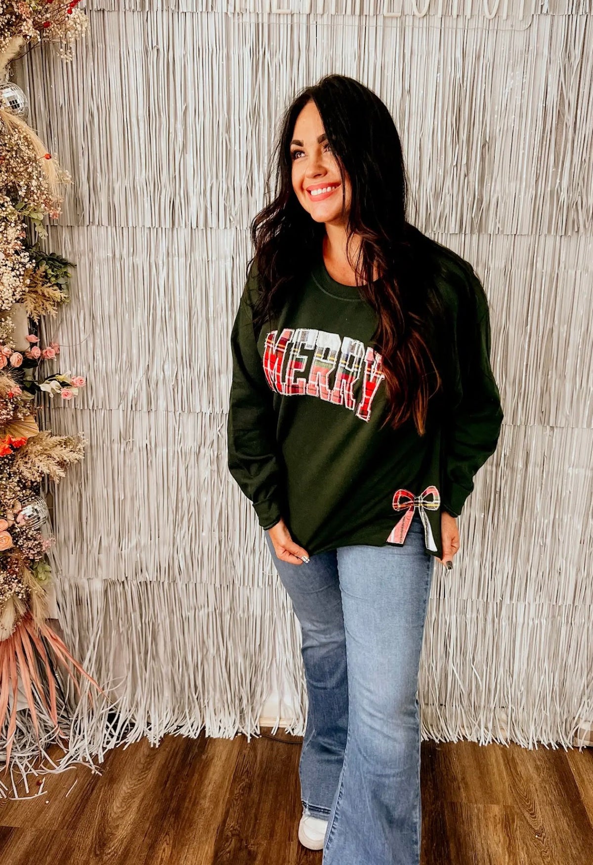 Merry Bow Sweatshirt Green