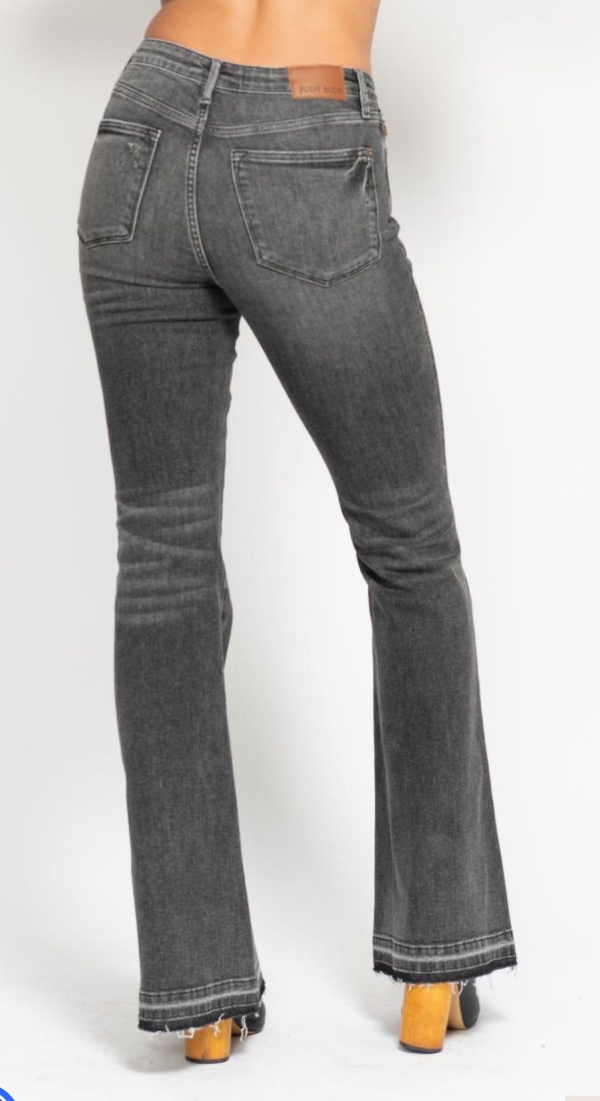 88880 Tummy Control Washed Gray Release Hem Flare