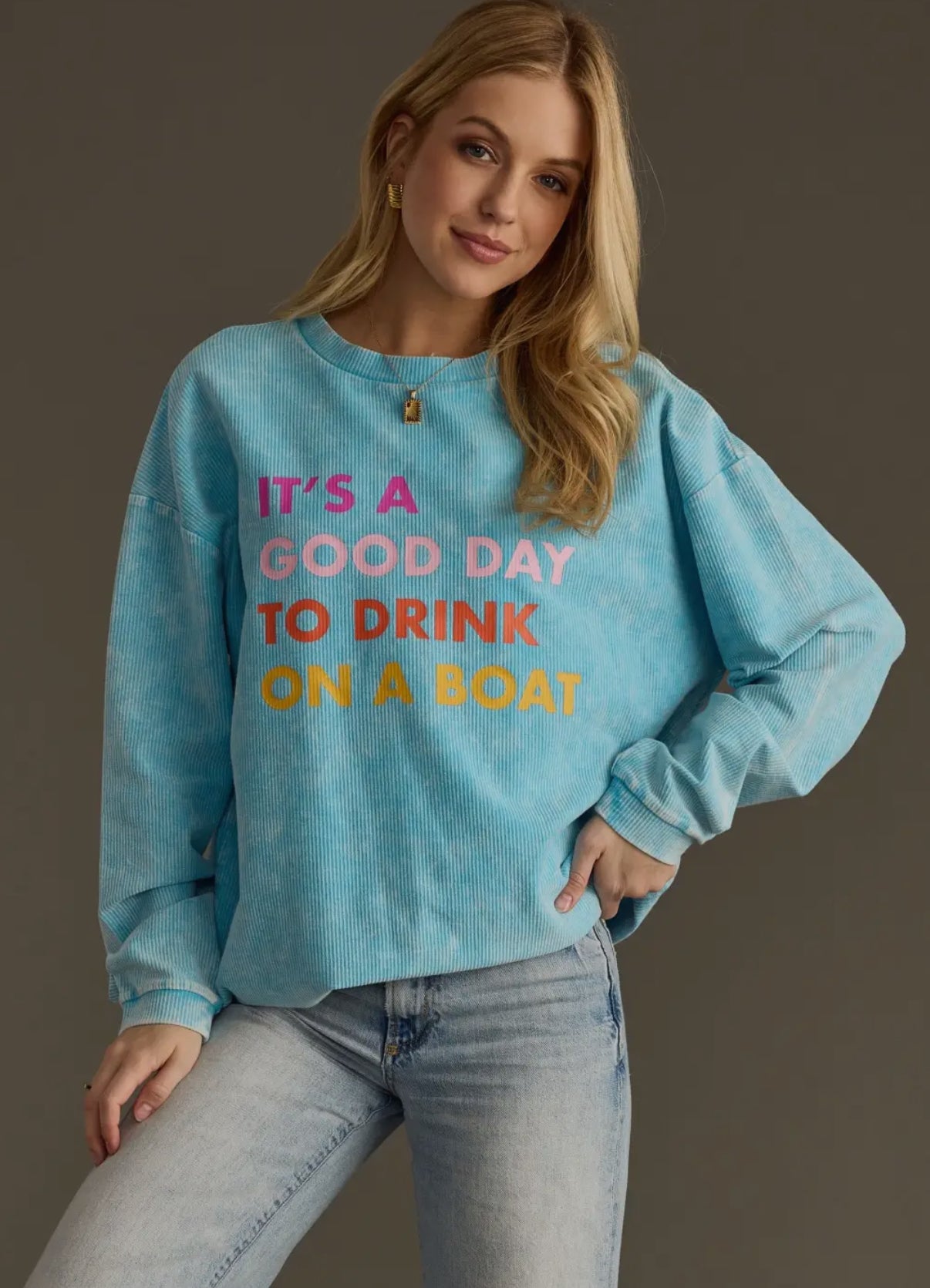 Drink on a Boat Ribbed Sweatshirt