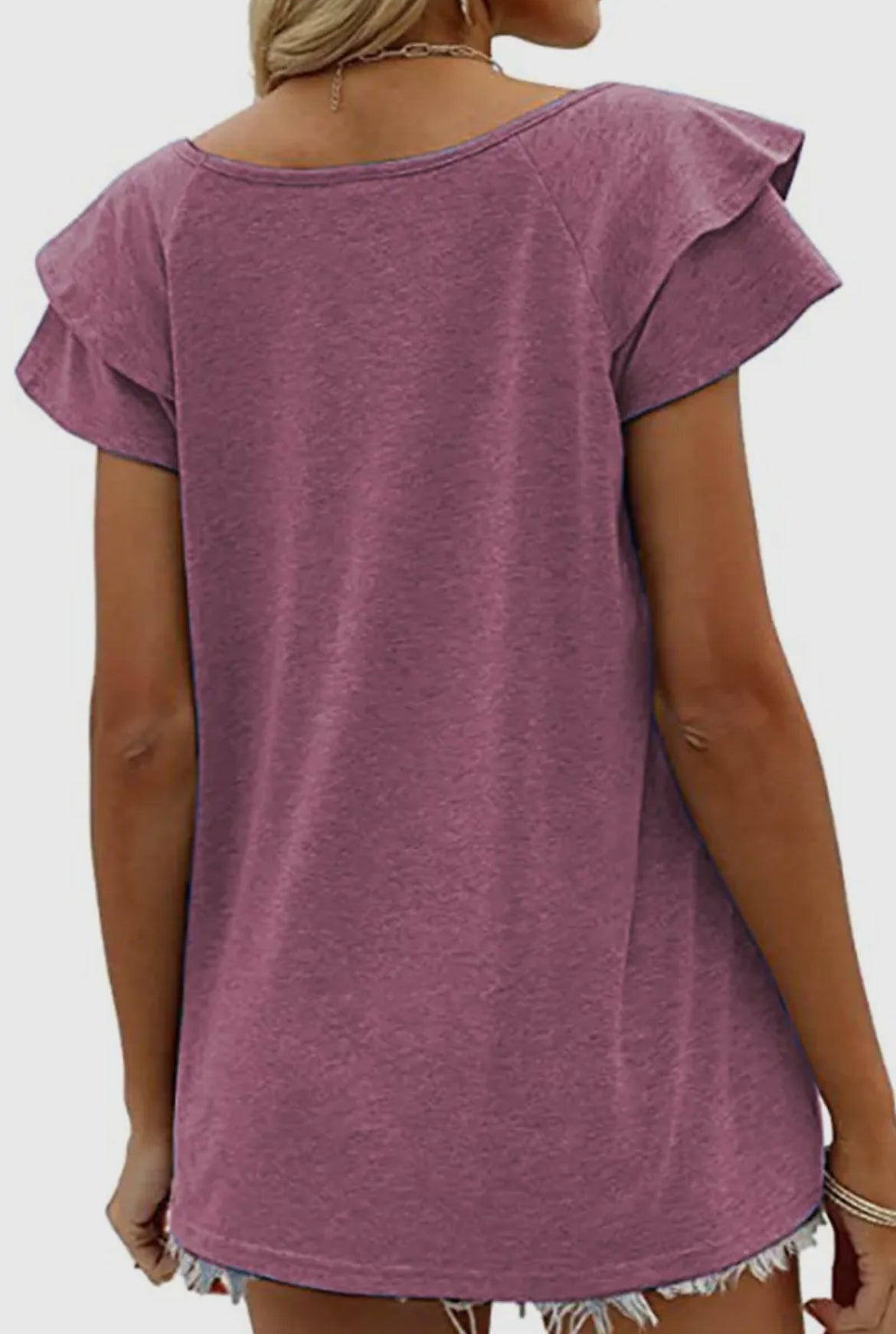 V Neck Double Sleeve Loose Top