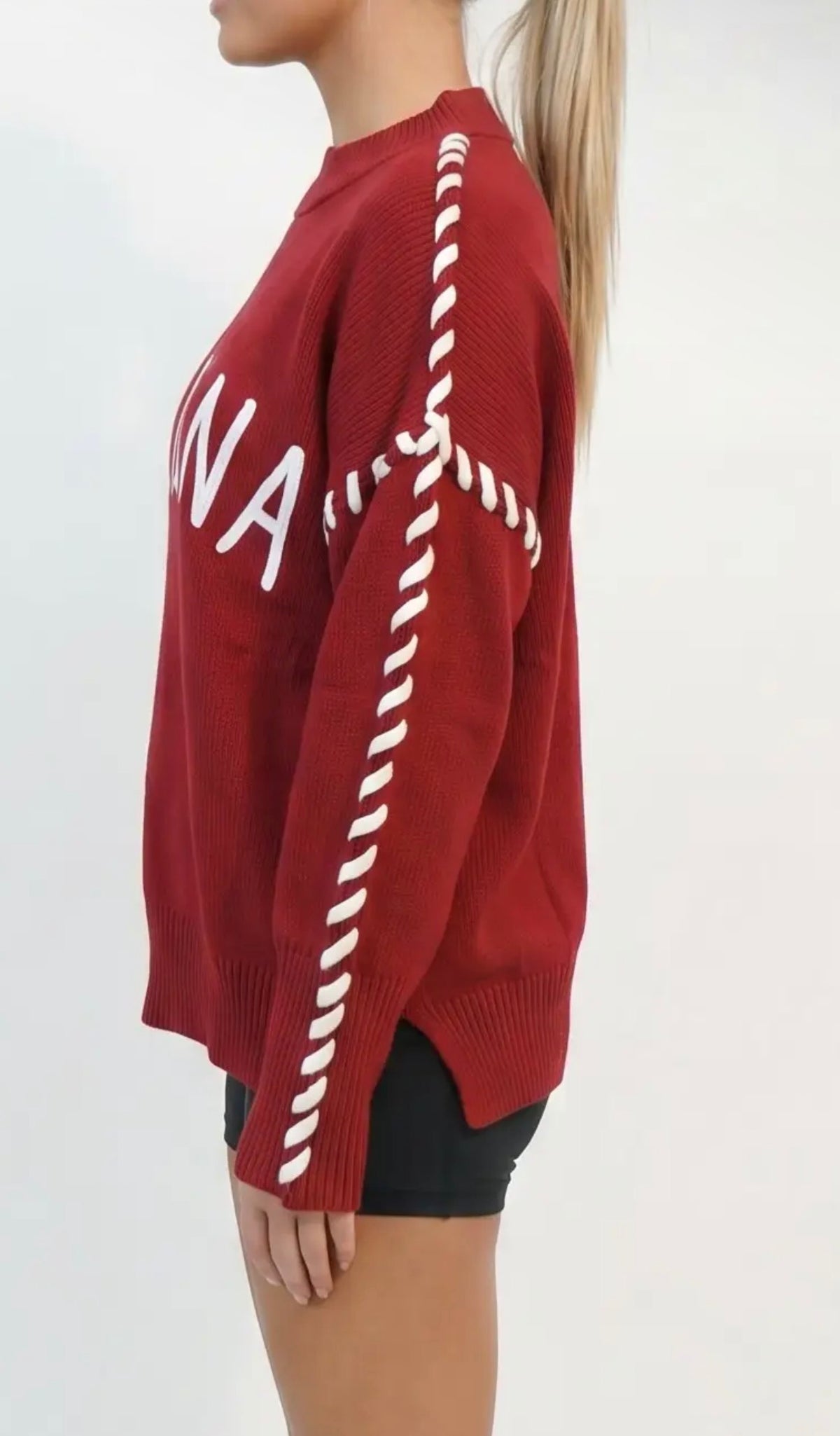 Indiana Whip Stitch Red Gameday Sweater