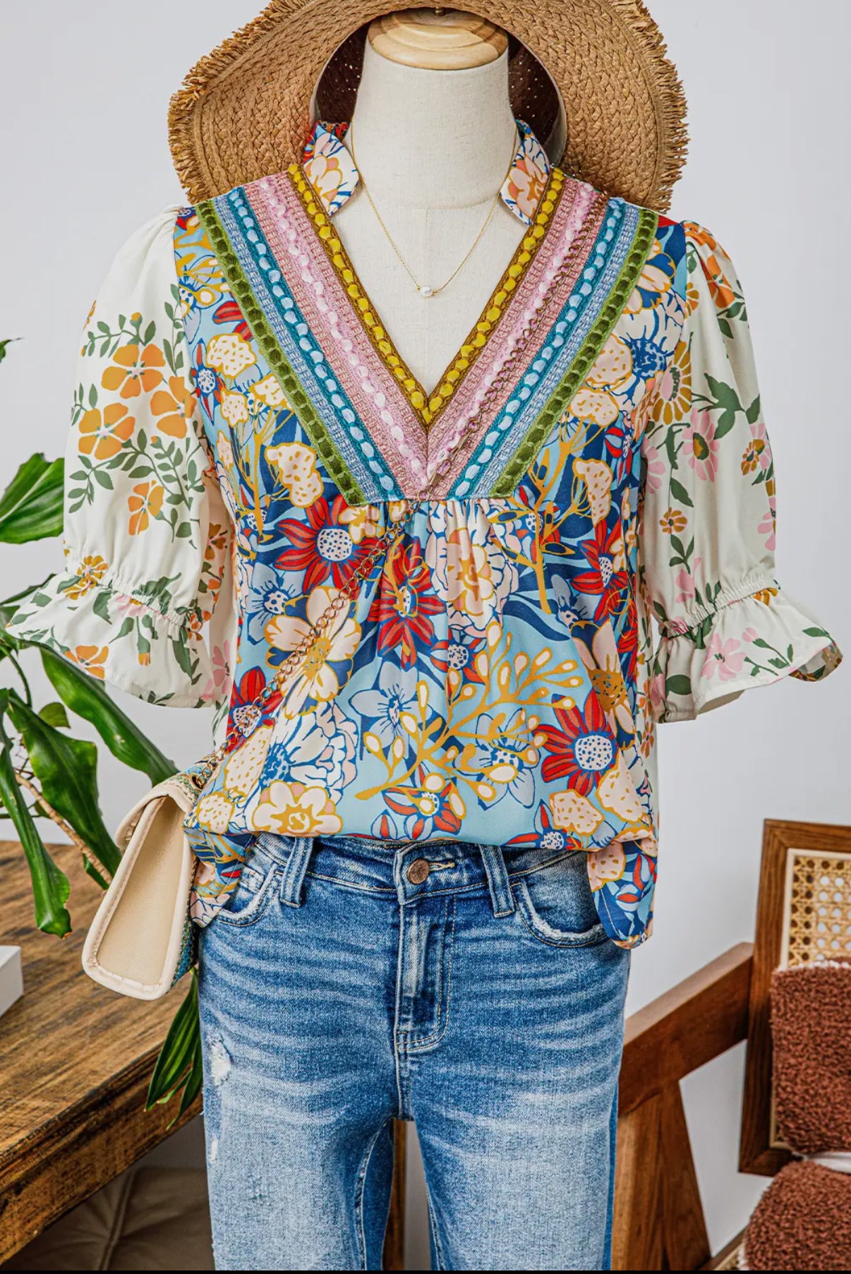 Fashion -W Boho Half Sleeve Blouse