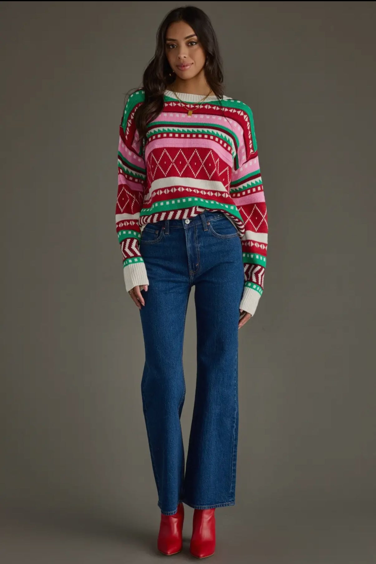 Multicolored Winter Pattern Sweater