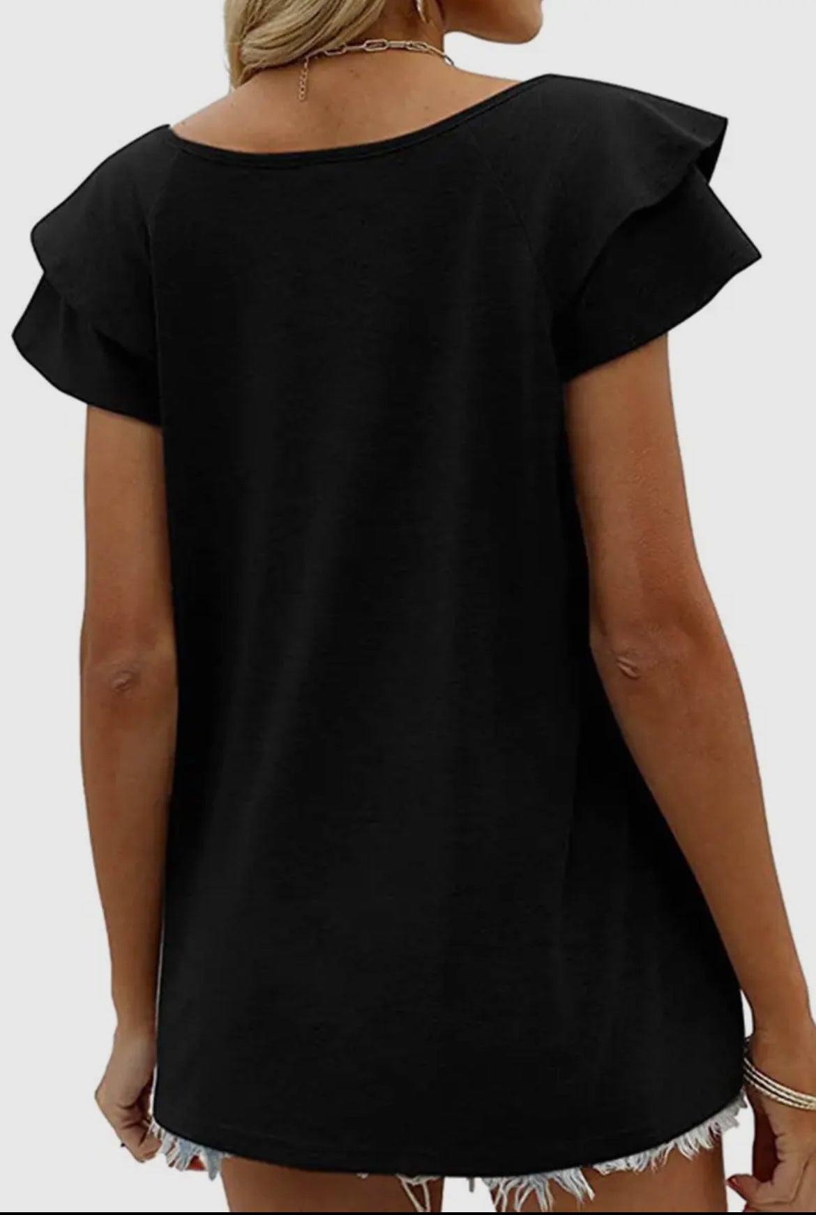 V Neck Double Sleeve Loose Top