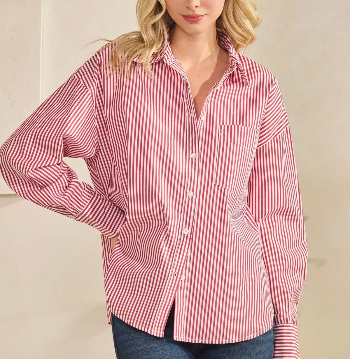 Red Stripe Button Up Shirt
