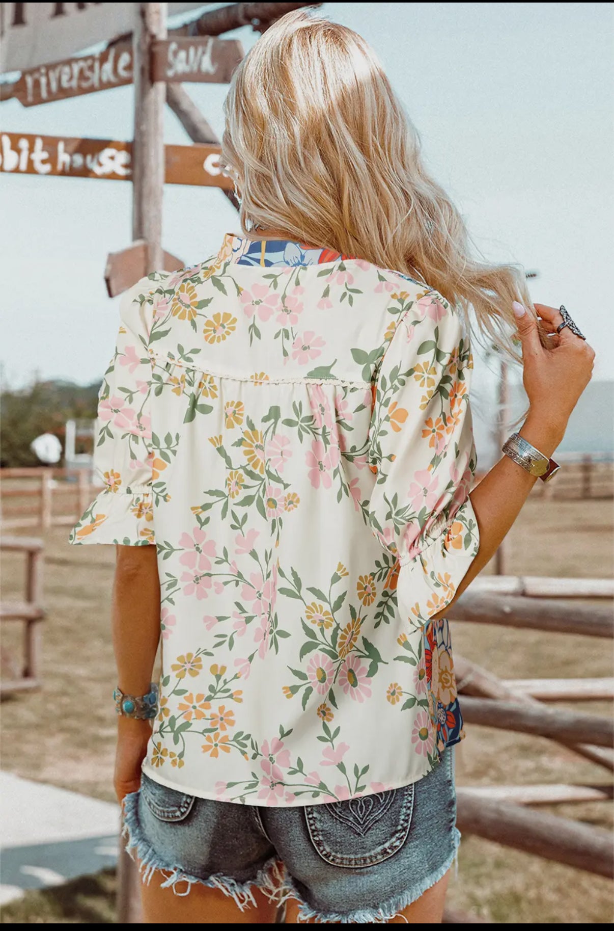 Fashion -W Boho Half Sleeve Blouse