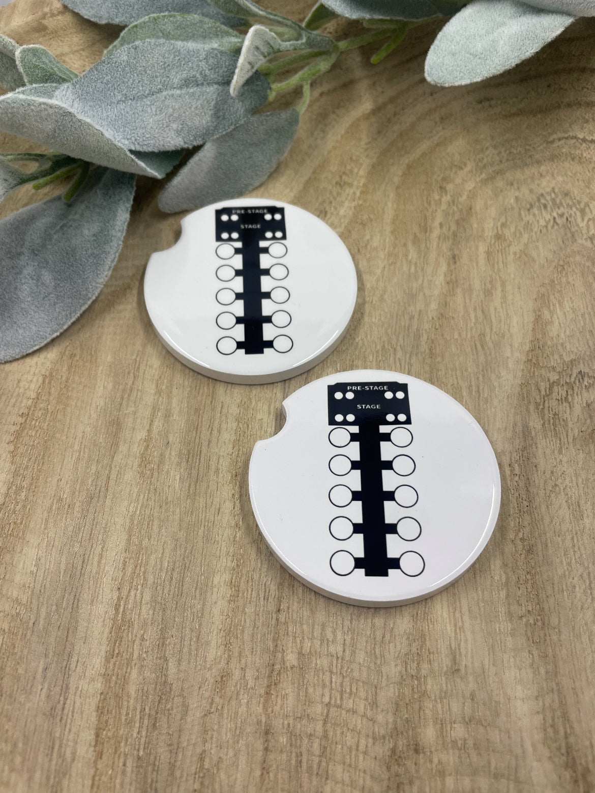 Drag Racing Black/White Car Coasters