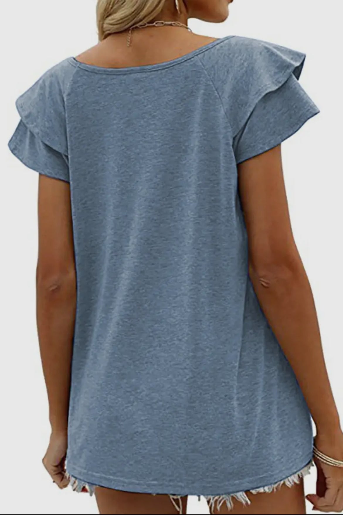 V Neck Double Sleeve Loose Top