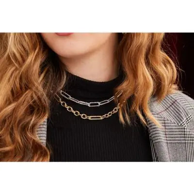 N5332-R003 Diamante Link 16in Necklace Rhodium