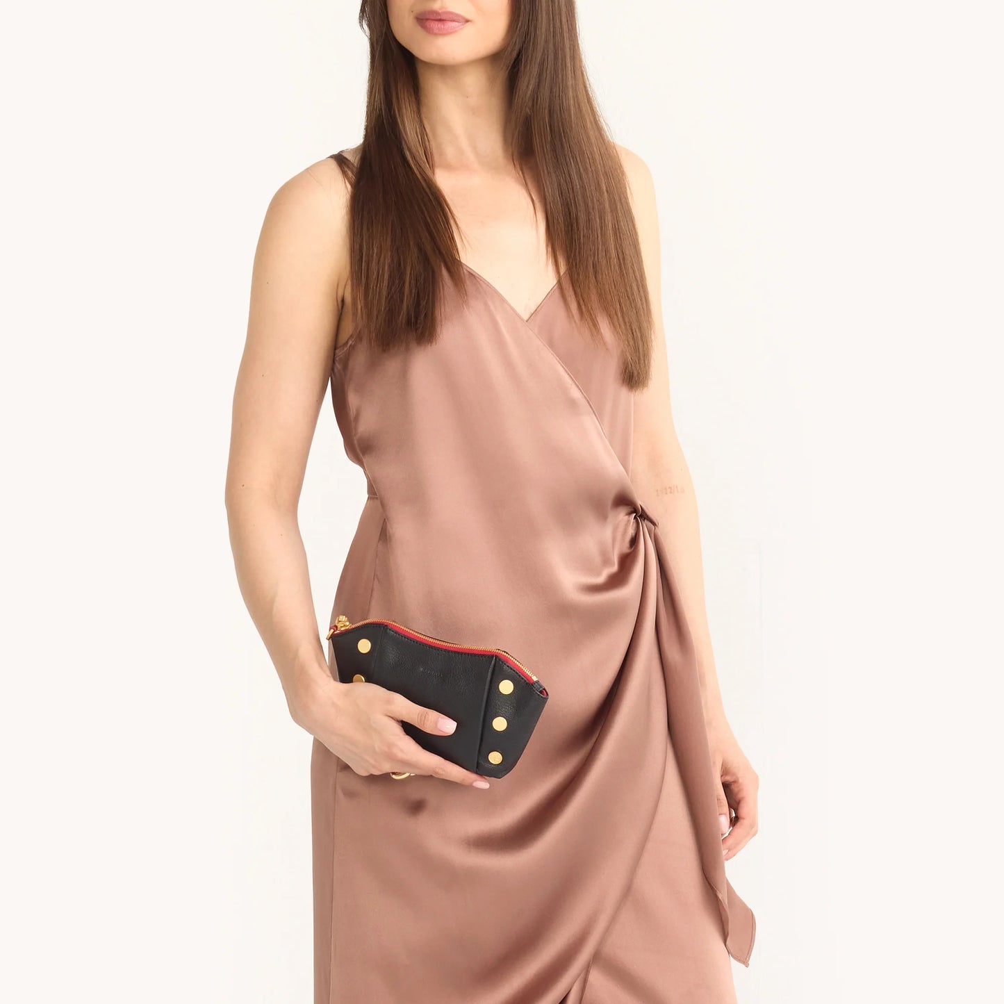 Paul pocket black press/brushed gold red zip