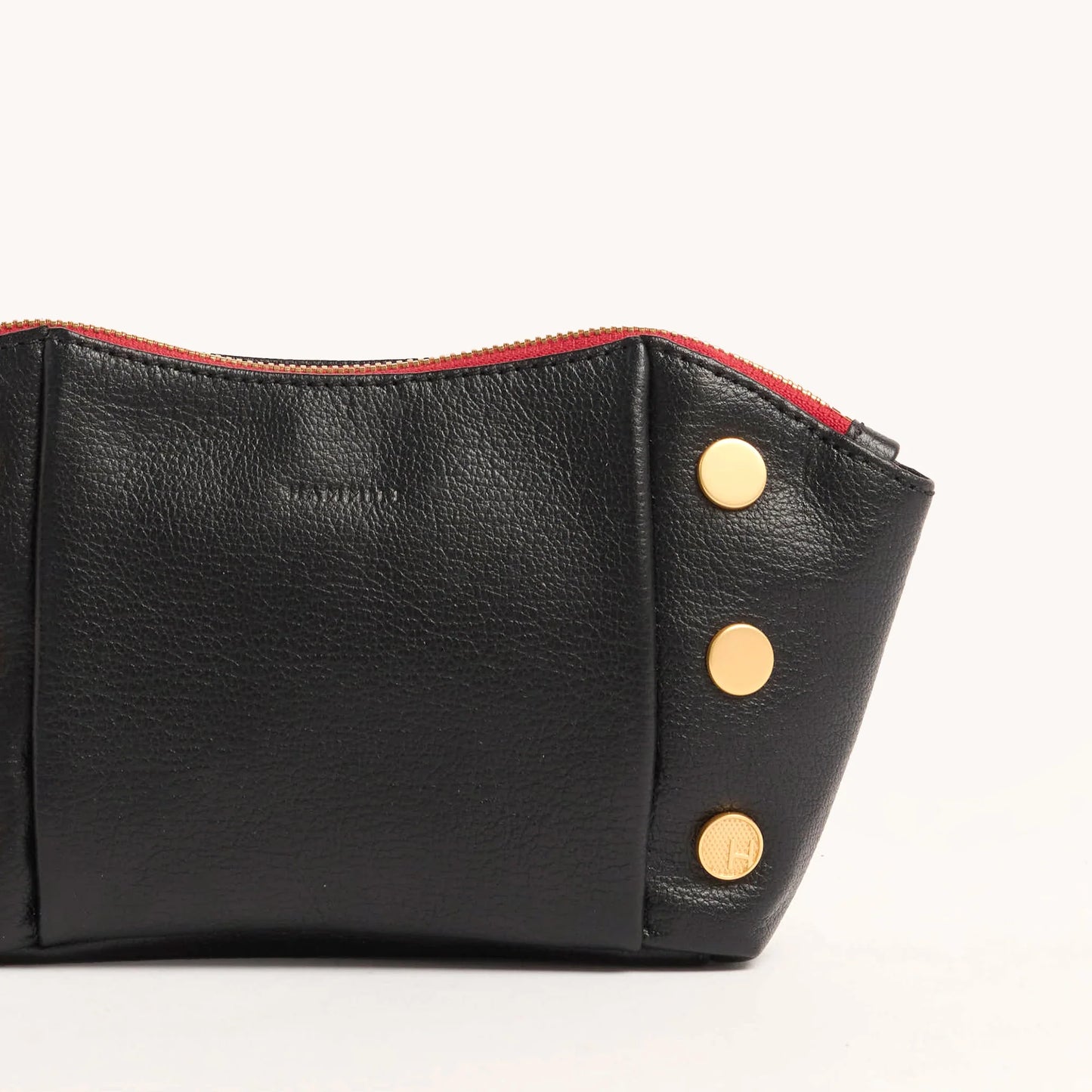 Paul pocket black press/brushed gold red zip