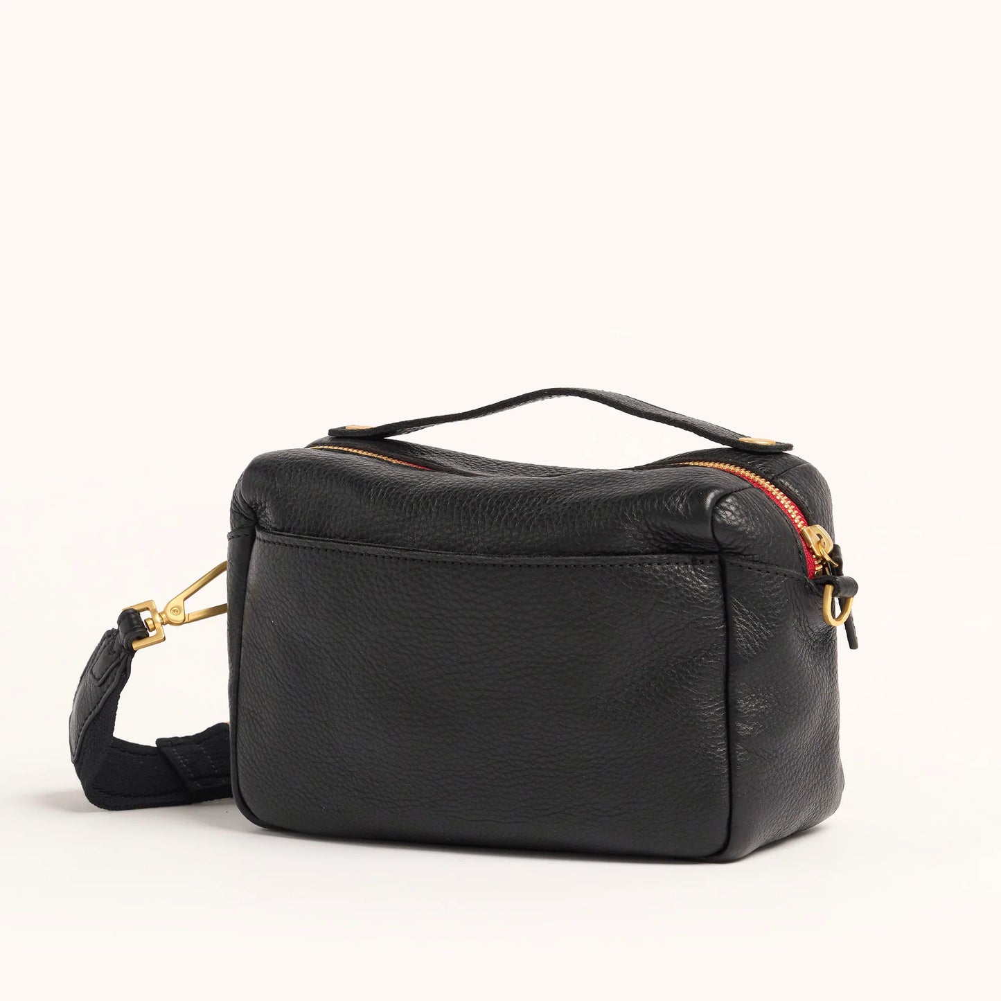 Evan Crossbody Small Cargo Black Brushed Gold Red Zipper