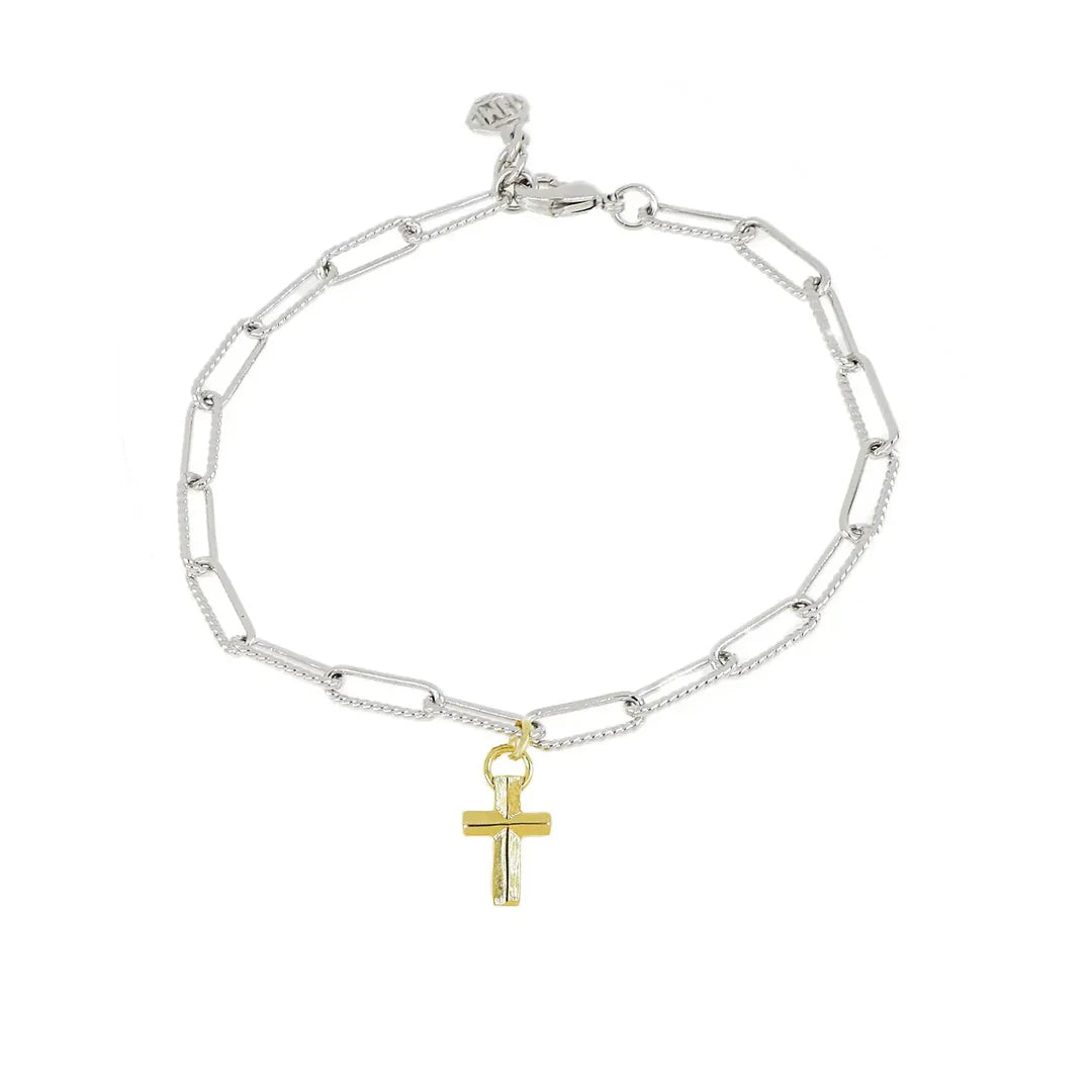 B5410-R00P CROSS CHARM BRACELET 7.5IN