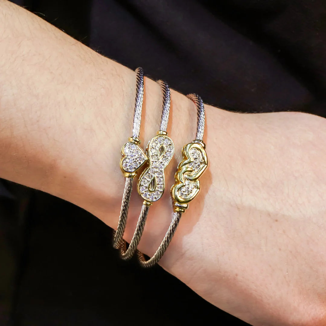 B5241-AF00 PAVE HEART SMALL WIRE CUFF