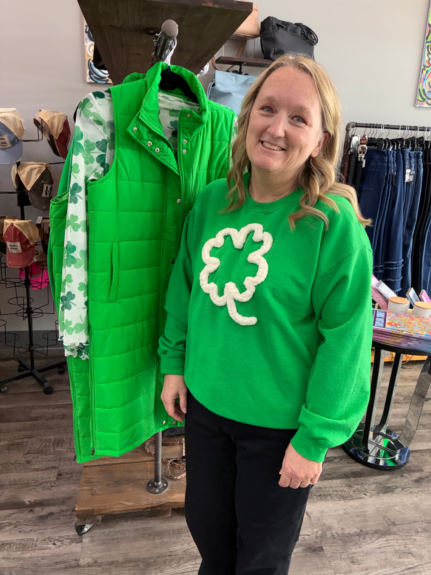 St Patrick's Shamrock Yarn Sweatshirt