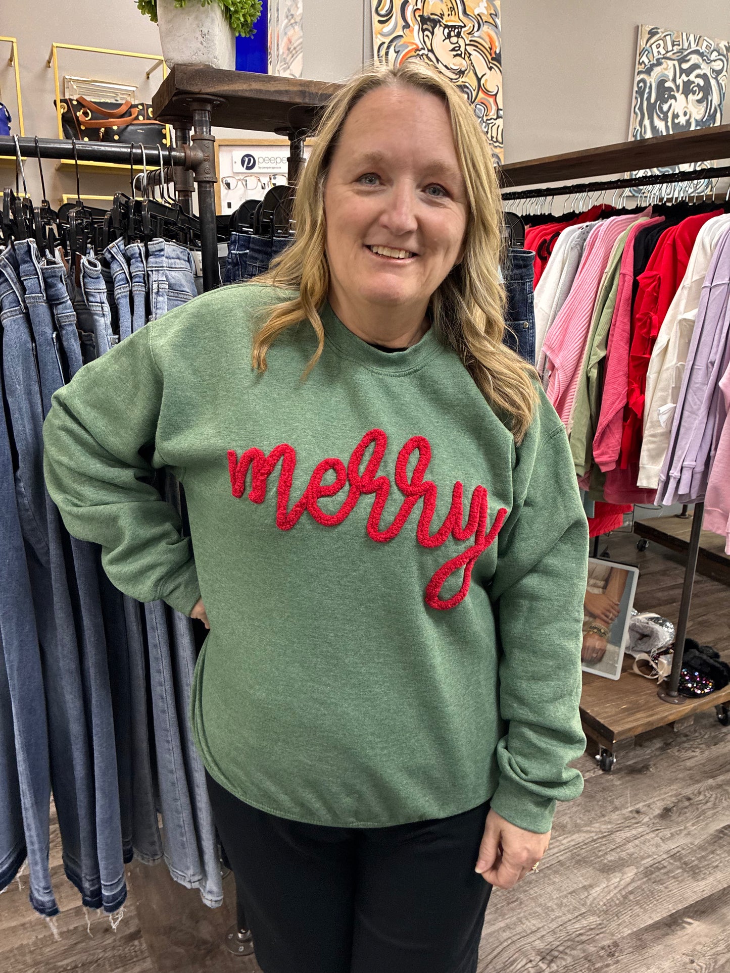 Merry Green Yarn Sweatshirt