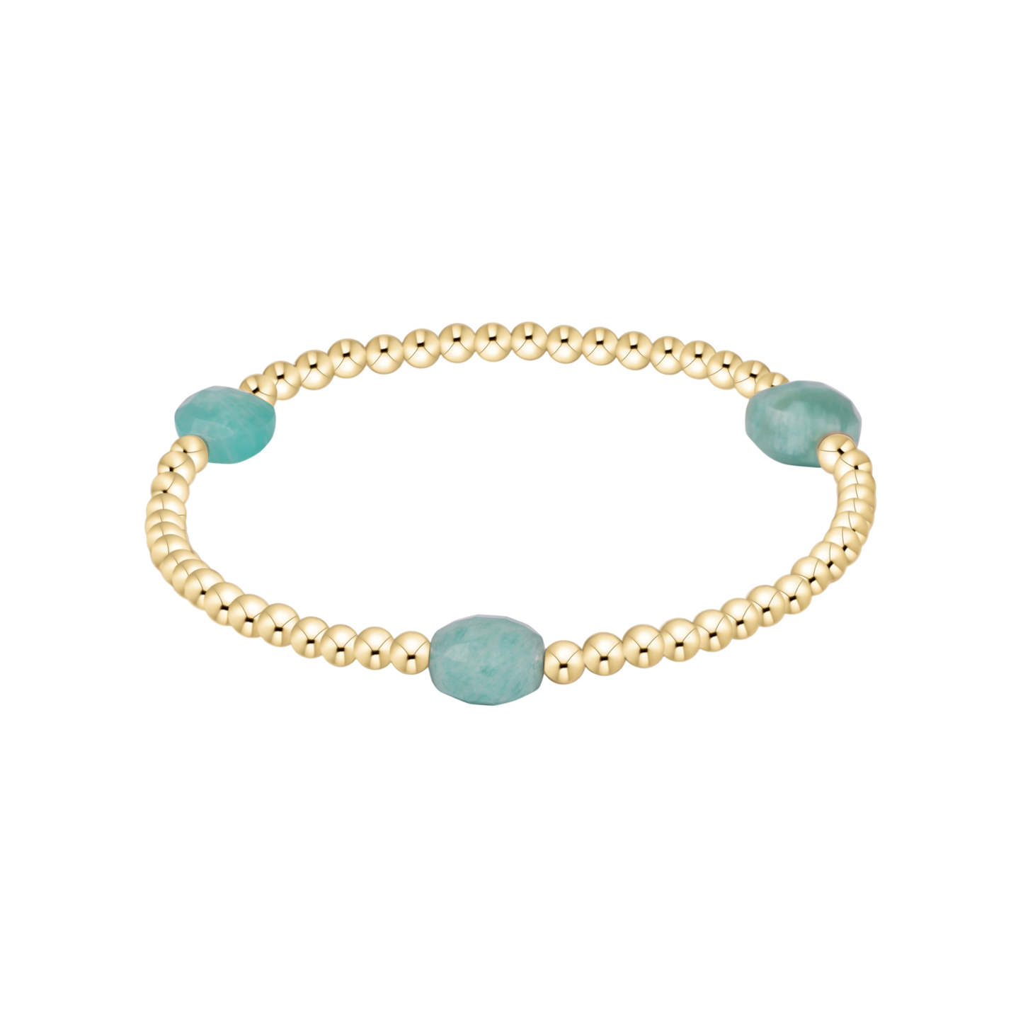 BGEMAD3GAMZ Admire Gem 3mm Gold Bracelet- Amazonite