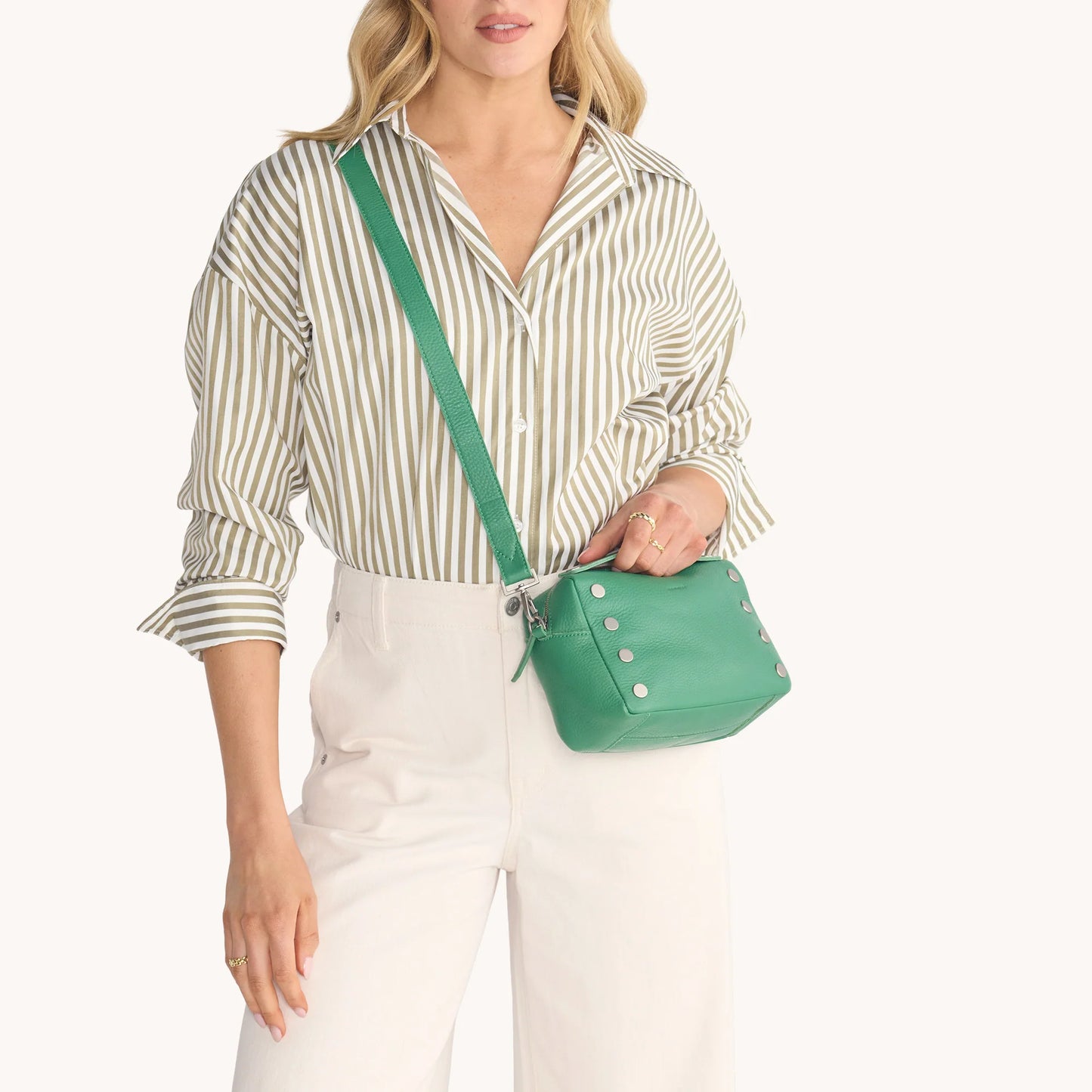 Evan Crossbody Small Lime Zest Brushed Silver**