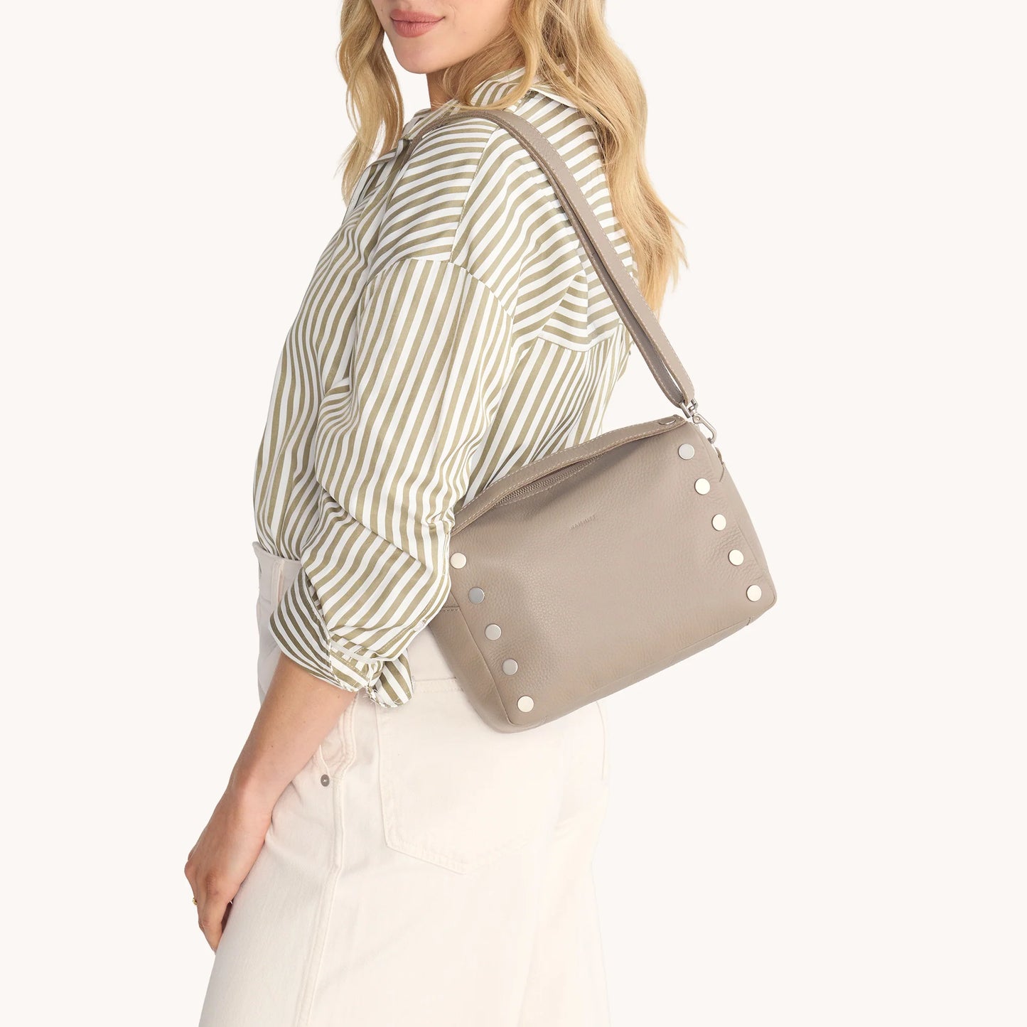 PREORDER NOW! Evan Crossbody Medium Pewter Pebble/Brushed Silver
