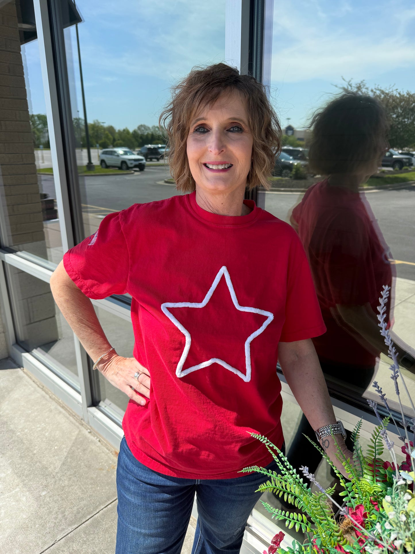 Red Star Yarn Tee with flag on arm