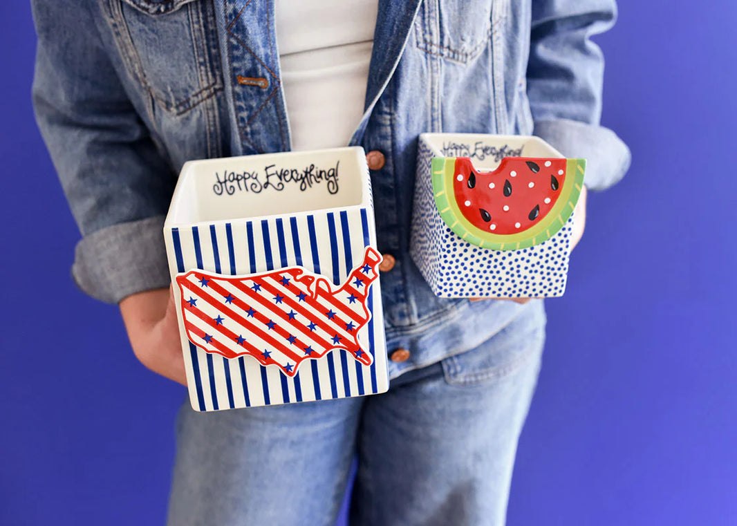 Indigo Skinny Stripe Medium Mini Nesting Cube