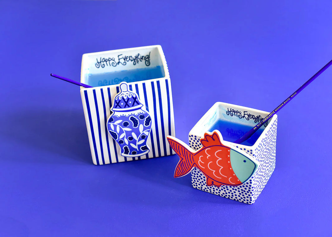Indigo Skinny Stripe Medium Mini Nesting Cube