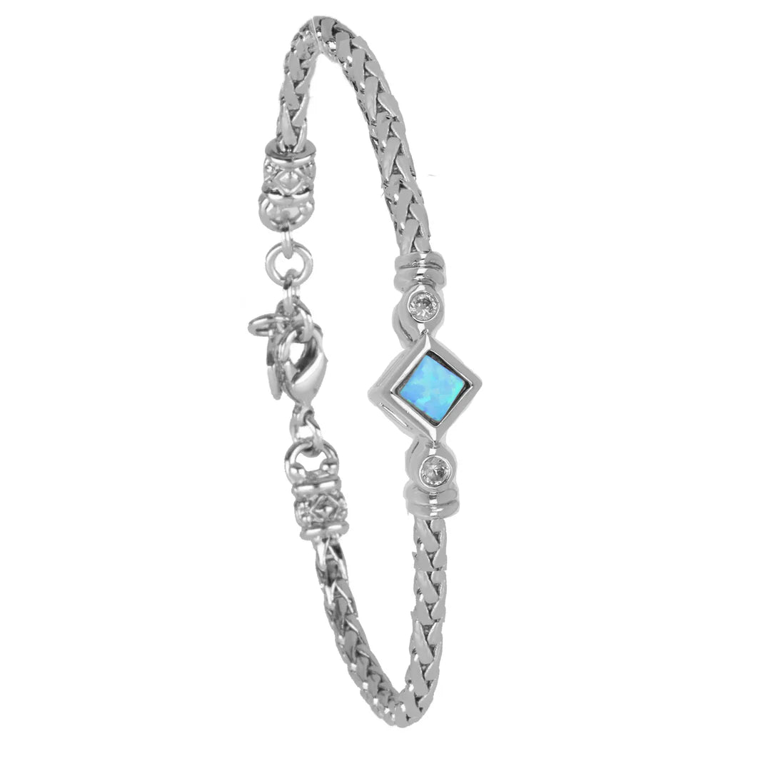 B5568-R6F0 Opalas do Mar 7" Rhodium Blue Opal