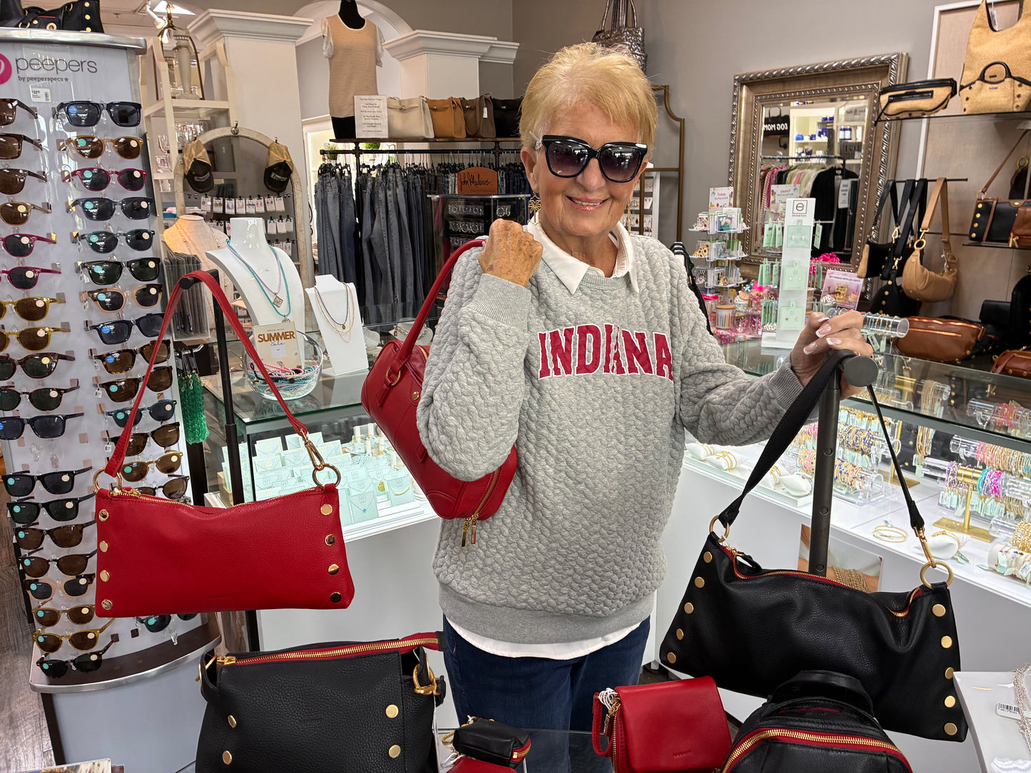 Indiana Univ Heather Kinsley Quilted Crew Neck