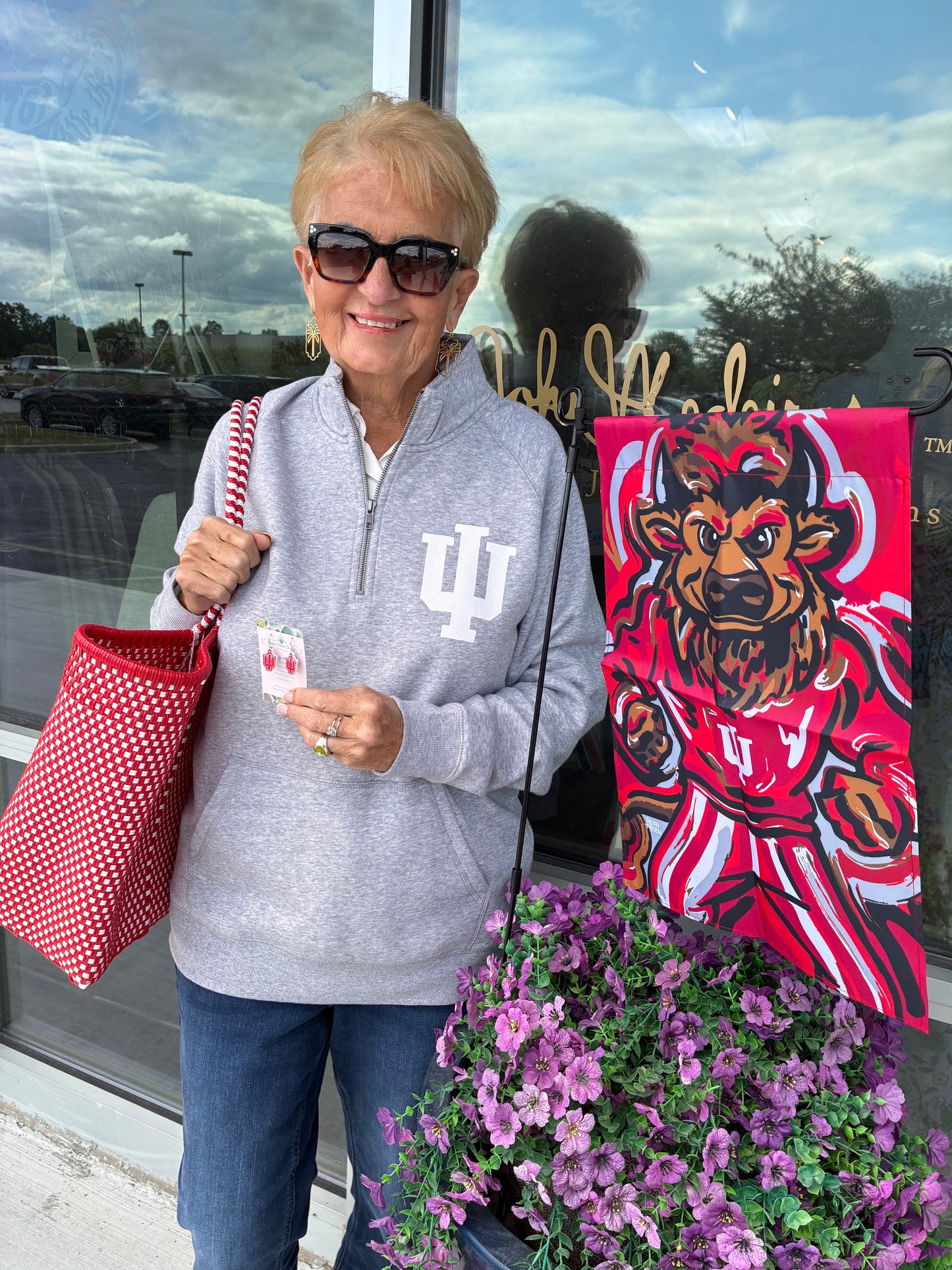 IU Bison Grey Quarter Zip Unisex